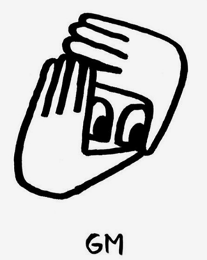 Référence de mains cadrant un regard