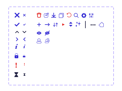 Icônes du design system Elwin